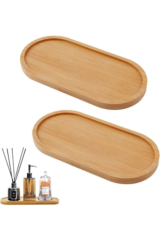 Bamboo Oval Serving And Serving Tray Oil Pot Coaster, Kitchen And Bathroom 1 Piece