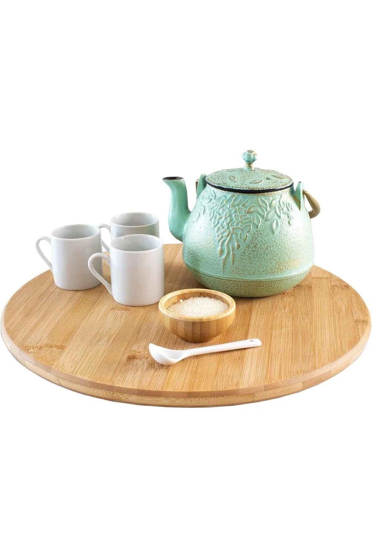 Bamboo 360 Degree Rotating Round Luxury Serving Platter Pizza Cheese Serving Board 31 Cm