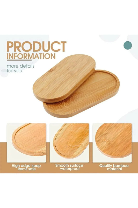 Bamboo Oval Serving And Serving Tray Oil Pot Coaster, Kitchen And Bathroom 1 Piece