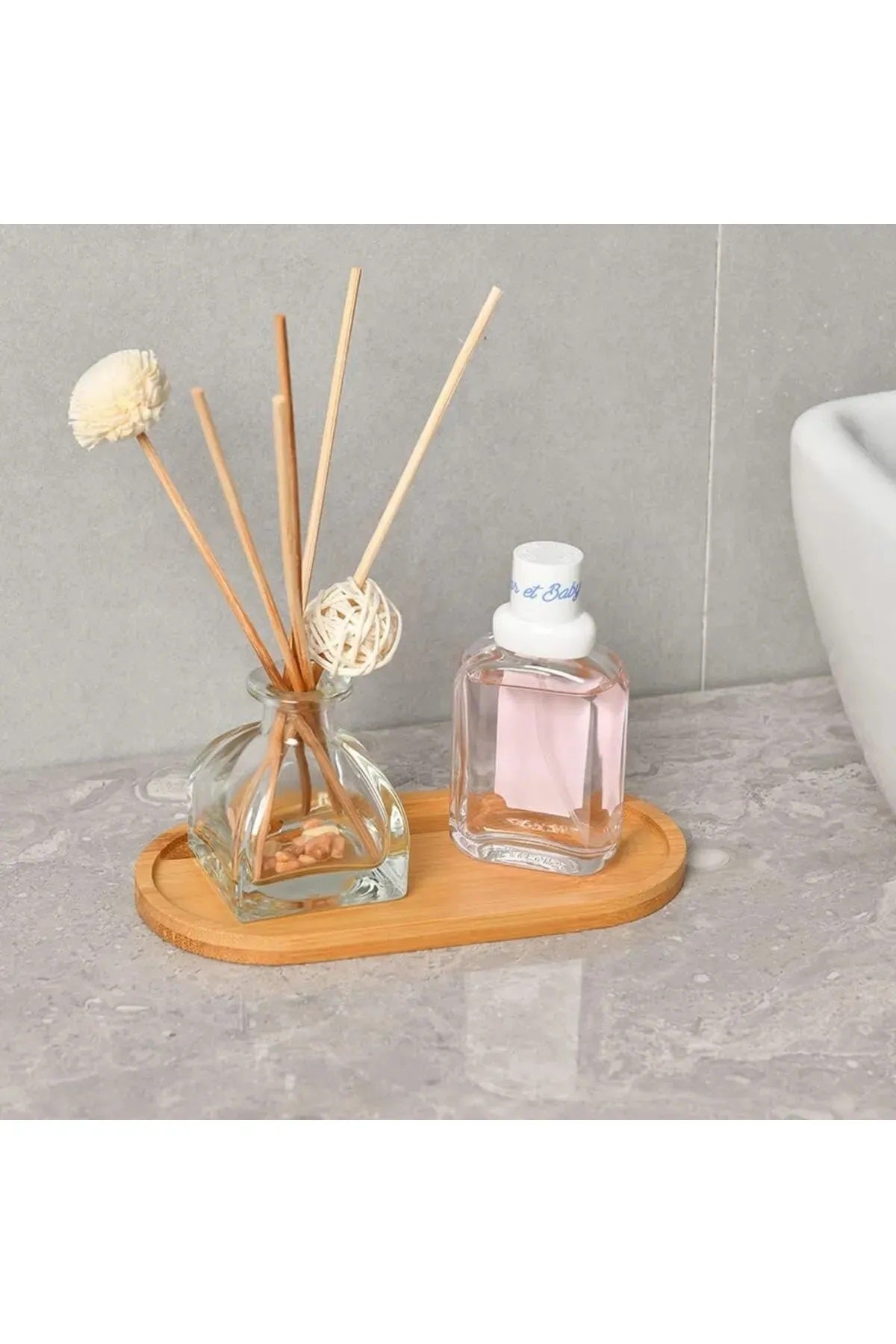 Bamboo Oval Serving And Serving Tray Oil Pot Coaster, Kitchen And Bathroom 1 Piece
