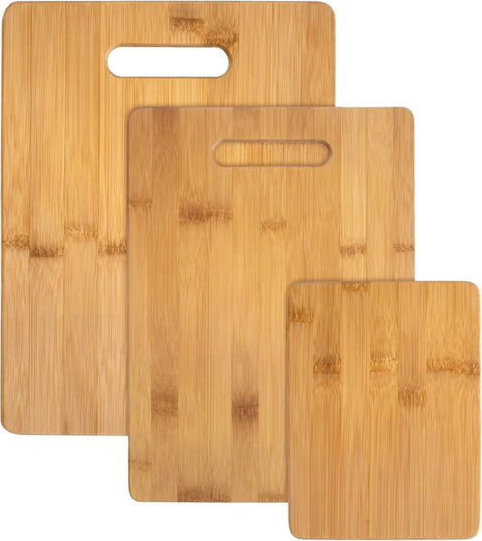 3-Piece Bamboo Cutting Board Set – Reversible Kitchen Boards for Chopping, Cheese & Serving  Durable, Eco-Friendly Wood Cutting Boards