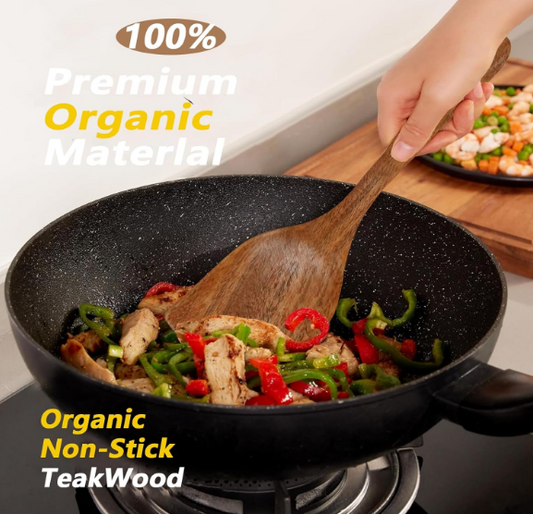 Wood Kitchen Utensils Set Of 9 - Natural Cooking Tools With Spatula, Spoon And Colander, Eco-Friendly Teak appliances